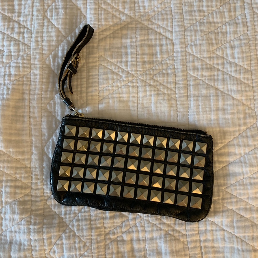 Super cute black with gold studs wristlet